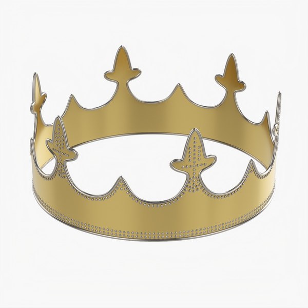 3D Royal coronation gold crown 03