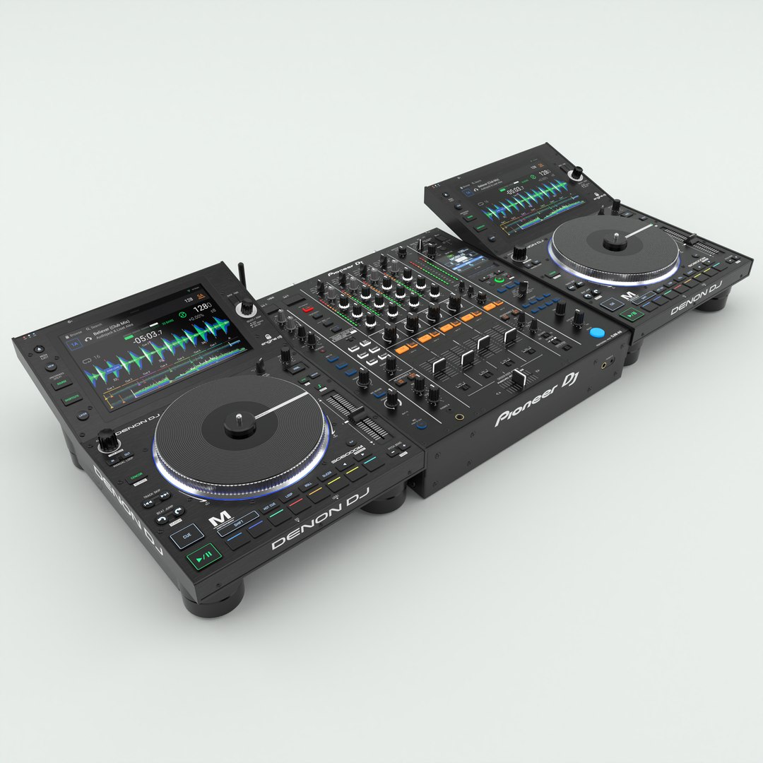 3D Denon DJ Players SC6000M And Pioneer DJM-A9 Mixer Model - TurboSquid ...