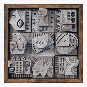 Panel decorative cube Hieroglyphs  n4 3D model