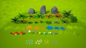 Stylized Grass and Plants 3D model