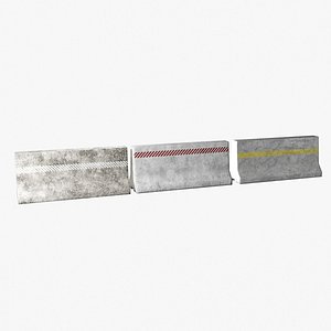Collection Of Low - Poly Concrete Barrier By Nikdox 3D model