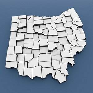 3D Ohio Counties - Map of United States of America USA