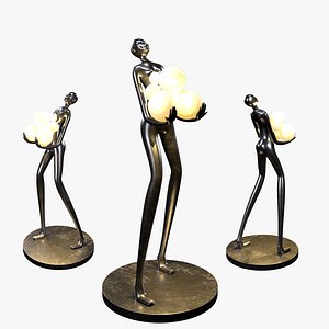 3D Luxury Art Deco Figurative Floor Lamp Sculpture 3D Model
