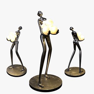 Luxury Art Deco Figurative Floor Lamp Sculpture 3D Model