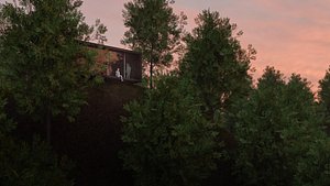 Mountain Top Forest Observatory Sunset Dawn