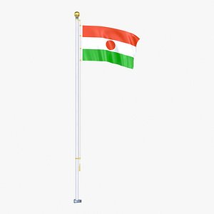 Niger Flag Stand Pole Animated Loop