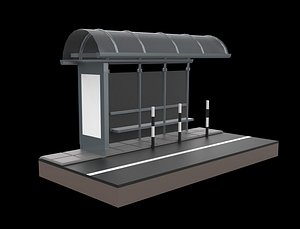 3D bus stop Low-poly 3D model model