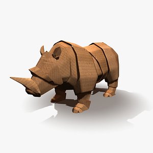 3d origami rhinoceros model
