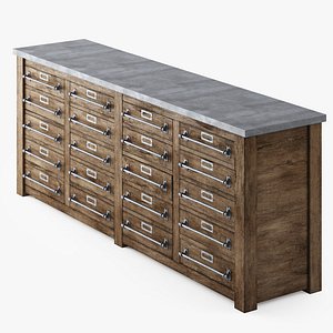 Early 20th C Zinc-Top Mercantile Sideboard
