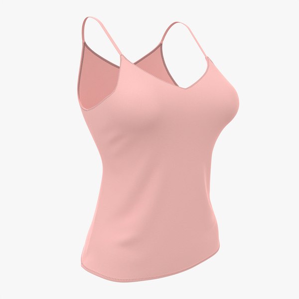 Strap Vest Top for Women Pink Mockup 3D model