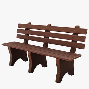3D wooden Park bench model
