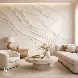 Modern Organic Fluid Wave Decor Bas Relief Mural STL CNC 87