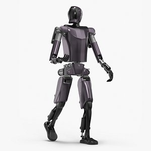3D Automation Biped Robot Purple Rigged for Cinema 4D
