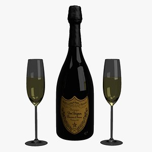 Champagne Dom Perignon Charme D Irene Vintage 1979 and wineglasses
