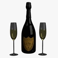 Champagne Dom Perignon Charme D Irene Vintage 1979 and wineglasses