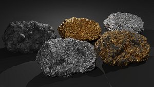 3D Gold  Silver Nuggets model