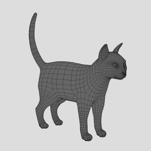 3d Black Cat Fur Model