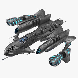 Sci-Fi Space Warship Black