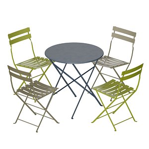 3D Outdoor Metal Folding Furniture Table and Chair for Cafe