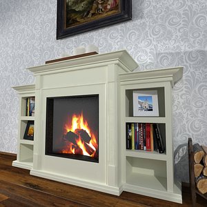 3d model realistic fireplace