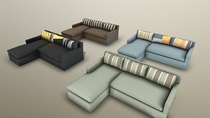 Sectional Fabric Sofa Cushion Couch Low-poly PBR