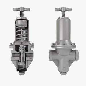 3D Spring-loaded pressure relief valve Cutaway