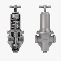 Spring-loaded pressure relief valve Cutaway