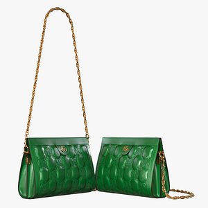 3D GG matelasse leather shoulder bag Bright green