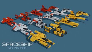 3D SciFi SpaceShip Low Poly Pack
