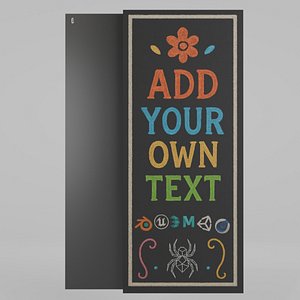 Customizable Wall-Mounted Blackboard - Tall Unframed Writing Board 3D