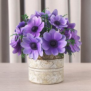 3d bouquet anemones model