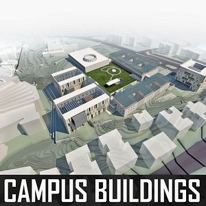 3D Campus Buildings Set 01