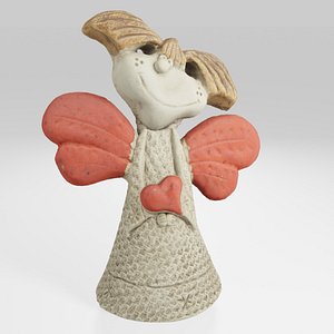 3D Grinning Angel with Heart in Hands