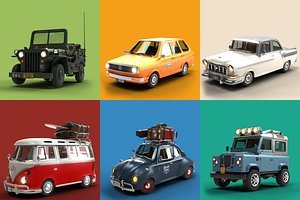 3D model classic car stylized pack