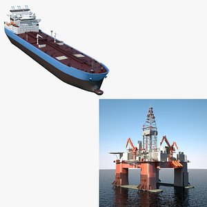 3d 3ds tanker vessel drilling rig