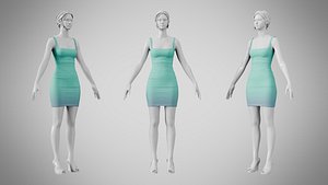 3D Dress 52 Fountain Blue