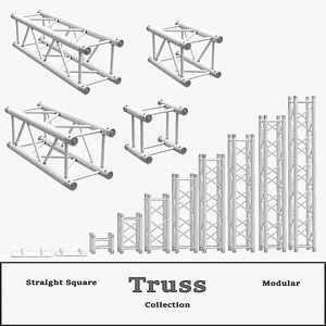 3D Straight Square Truss Collection model