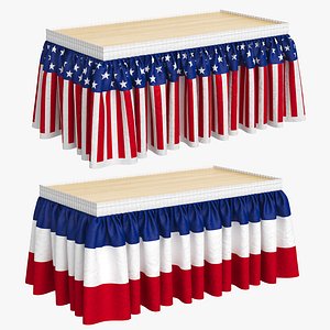 3D model American Flag Patriotic Table Skirt Set