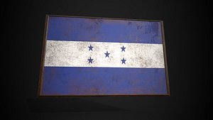 Old Picture Frame With Honduras  Flag - Game Ready PBR Low-poly 3D Model 3D model