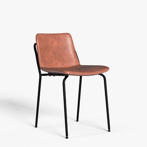 3D model Leather Chair with Metal Legs Ergonomic