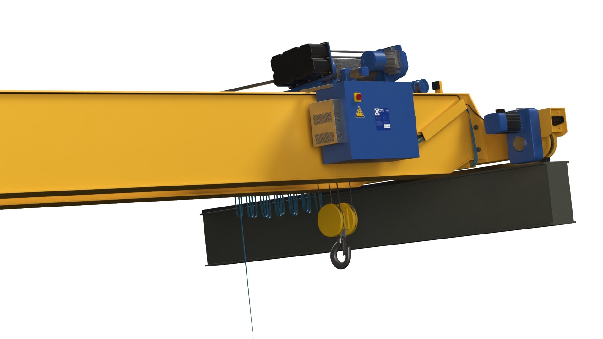 Bridge Machinery OMIS Overhead Crane Yellow Rigged 3D model preview