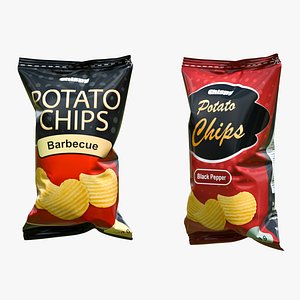 Realistic Potato Chips Snack Packet 3D model