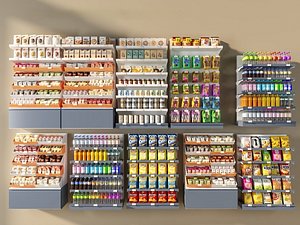 Supermarket Grocery Display Shelves Collection 3D model