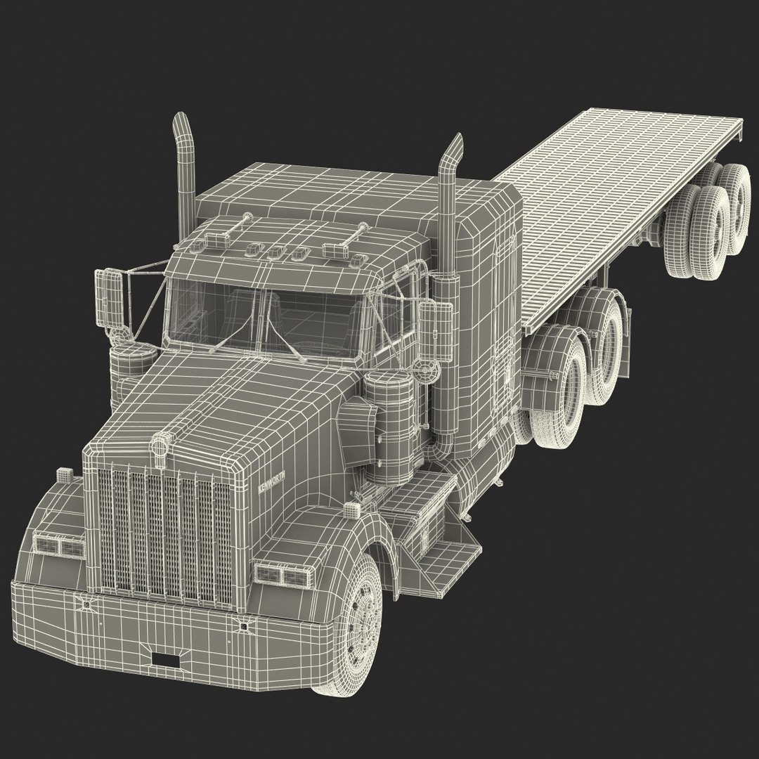 Truck W900 Flatbed Trailer 3d Max