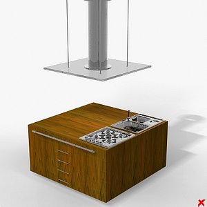 3d kitchen cabinet sink