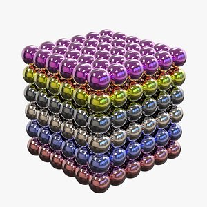 3D model balls magnet cube
