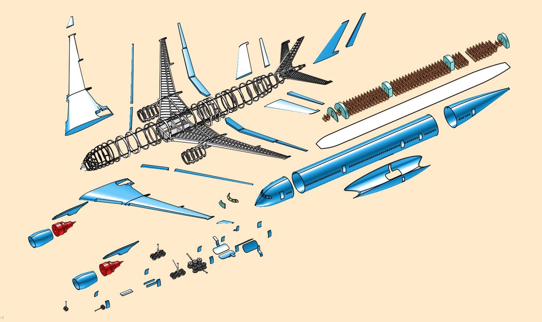 Airbus a350-1000 commercial aircraft 3D - TurboSquid 1539702