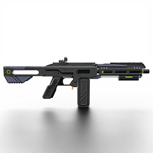 Low-Poly Sci-Fi Bullpup Rifle Futuristic Energy Weapon with Tactical Scope 3D model