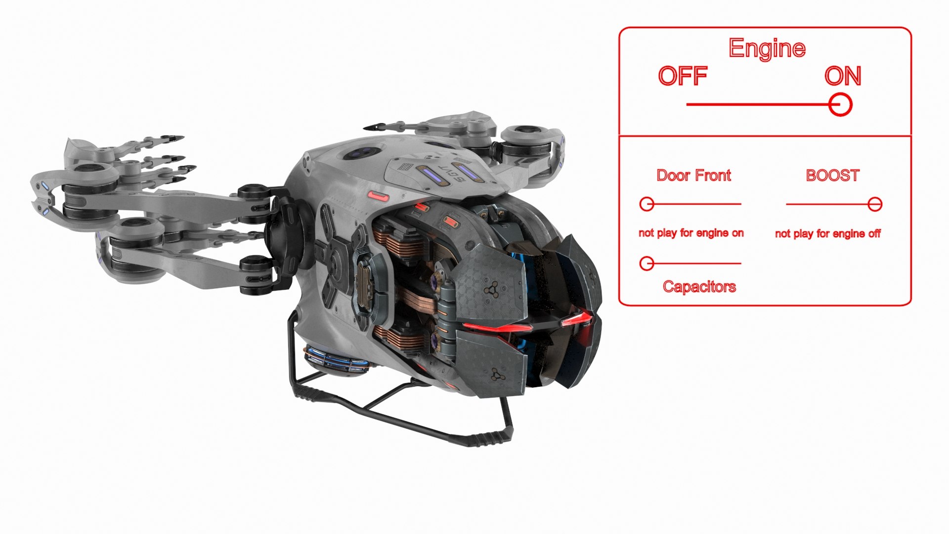 Spaceship Loader With Asteroid Rigged 3D Model - TurboSquid 2350697