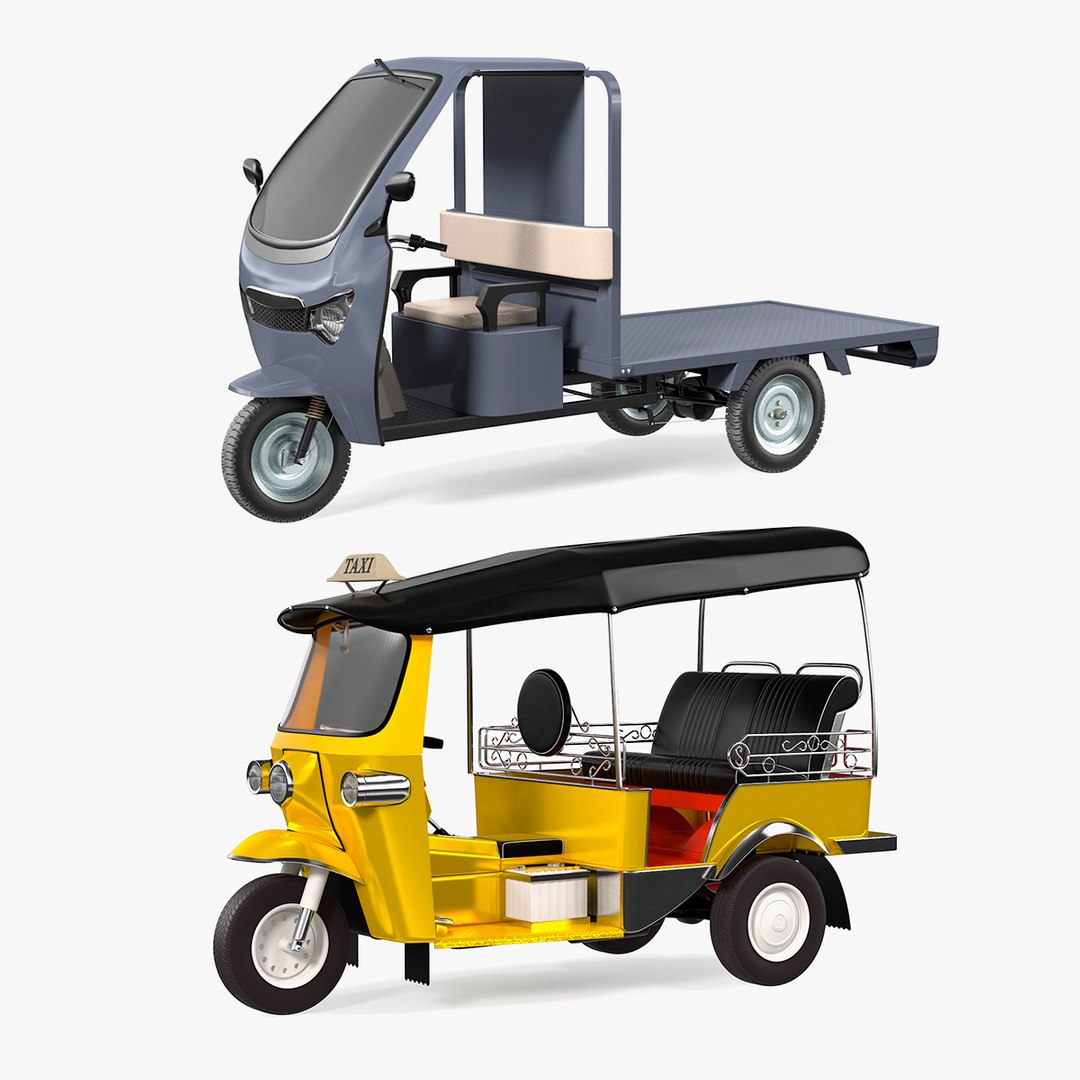 Three Wheeler Rickshaws Collection 3D model preview